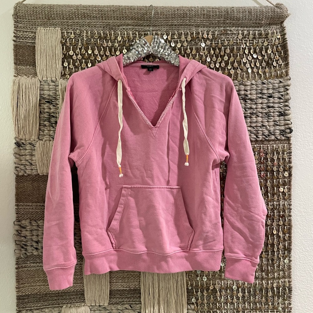 🩷 EUC J Crew beachy pink sweatshirt pullover hoodie sz XS